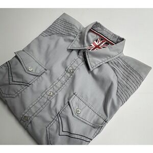 True Rock Men's  Short-sleeve Gray Western Size M Front Pockets